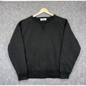 Buck Mason Men's Large Welterweight Double V Crewneck Sweatshirt Black